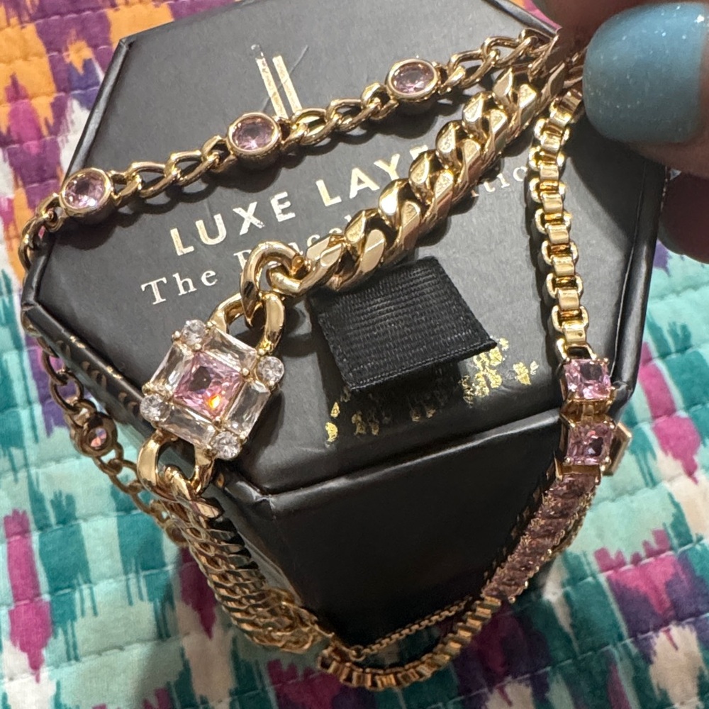 Luxe Layers Bomb Party  Gold and Pink Bracelet